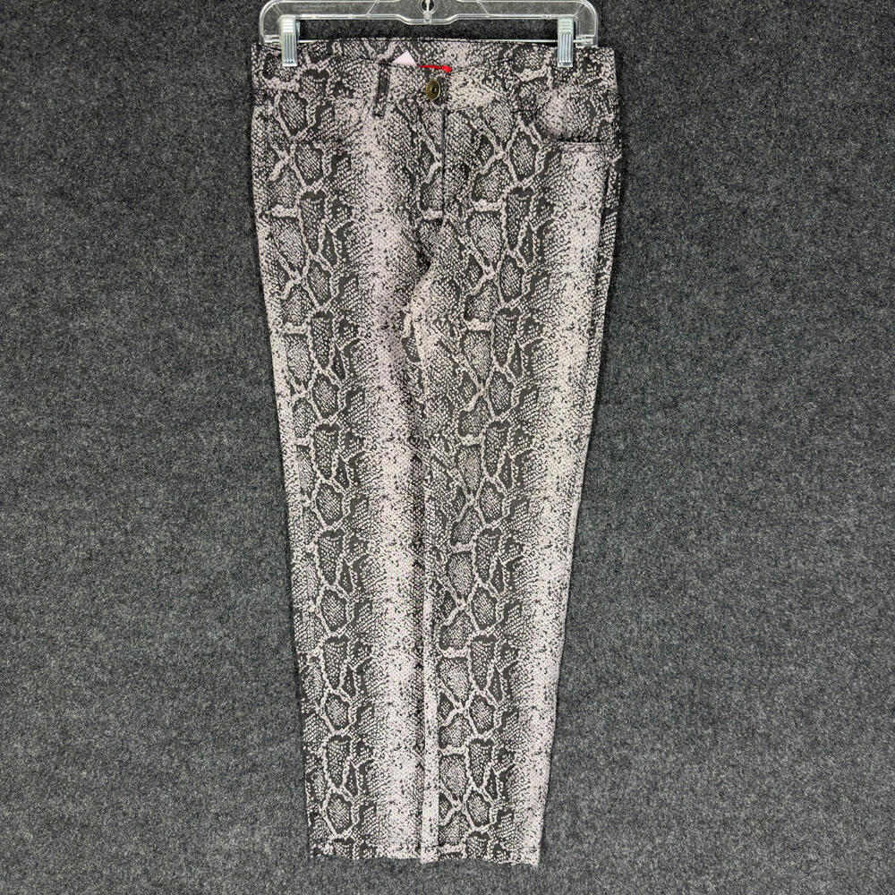 Talita Kume Pants Women 38 Gray Animal Print Mid Rise Chino Flat Front Skinny